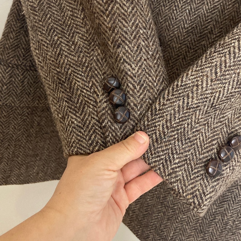 Vintage Harris Tweed Brown Herringbone Sport Coat - Picture 9 of 15